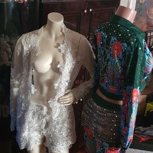 White lace top and bottom